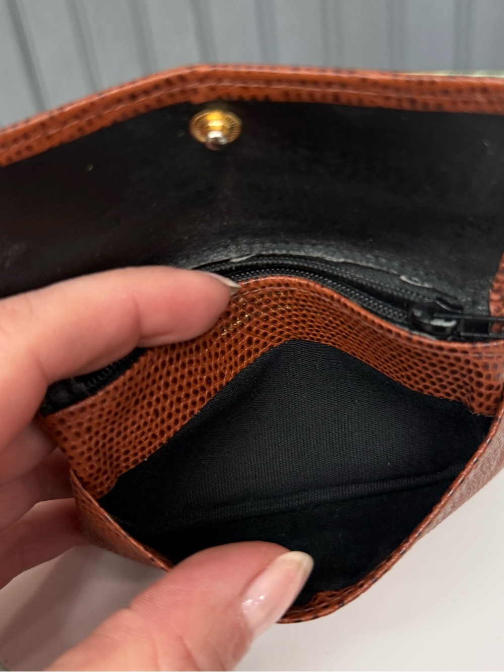Vintage Buxton Brown Lizard Embossed Leather Coin Pouch Mini Wallet - Picture 9 of 11